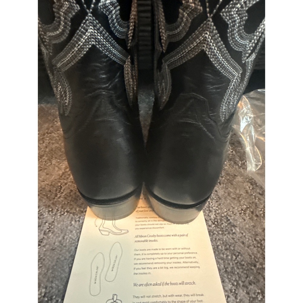 Miron Crosby Samantha Black Leather Embroidered Cowboy Boots Womens 8.5 B - Picture 9 of 12